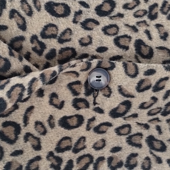 Ellison one button coat jacket size large fleece feel with pockets animal print - Picture 5 of 11